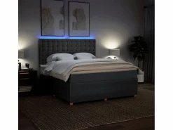 Clicnbuy Cama box spring con colchón tela oscuro 180x200 cm Gris Hot