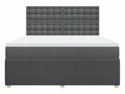 Clicnbuy Cama box spring con colchón tela oscuro 180x200 cm Gris Hot
