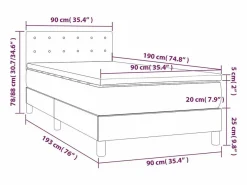 Clicnbuy Somier - 90X190Cm|Cama box spring con colchón LED tela gris taupe 90x190 cm