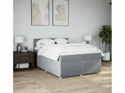 Clicnbuy Somier - 160X200Cm|Cama box spring con colchón tela claro 160x200 cm