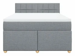 Clicnbuy Somier - 160X200Cm|Cama box spring con colchón tela claro 160x200 cm