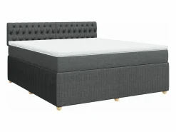 Cama box spring con colchón tela oscuro 180x200 cm^Clicnbuy Discount
