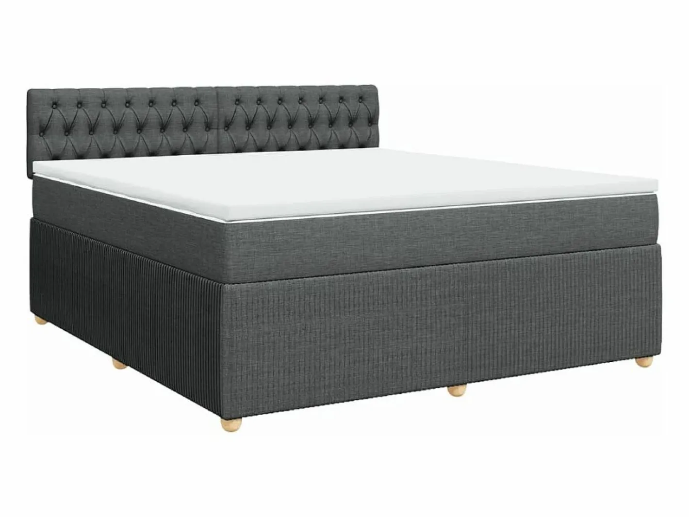 Cama box spring con colchón tela oscuro 180x200 cm^Clicnbuy Discount