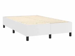 Clicnbuy Somier Tapizado|Cama box spring con colchón cuero sintético blanco 120x190 cm