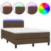 Clicnbuy Cama box spring con colchón y LED tela marrón oscuro 120x190 cm Hot