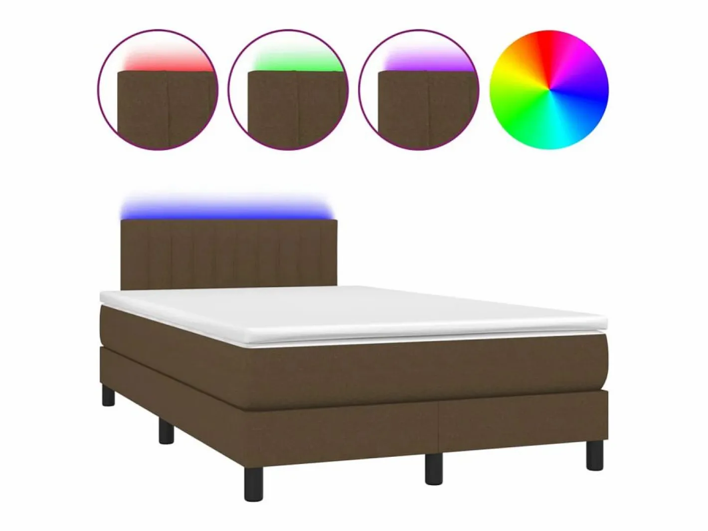 Clicnbuy Cama box spring con colchón y LED tela marrón oscuro 120x190 cm Hot