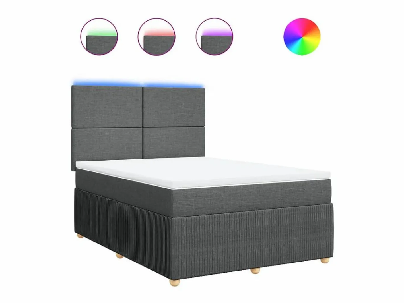 Clicnbuy Somier - 160X200Cm|Cama box spring con colchón tela oscuro 160x200 cm
