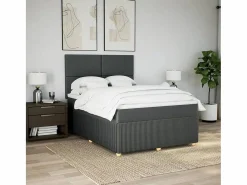 Clicnbuy Somier - 160X200Cm|Cama box spring con colchón tela oscuro 160x200 cm
