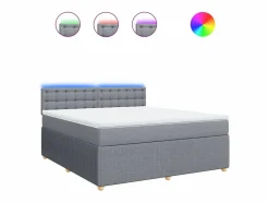 Clicnbuy Somier - 180X200Cm|Cama box spring con colchón tela claro 180x200 cm