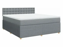 Clicnbuy Somier - 180X200Cm|Cama box spring con colchón tela claro 180x200 cm