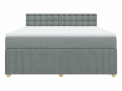 Clicnbuy Somier - 180X200Cm|Cama box spring con colchón tela claro 180x200 cm