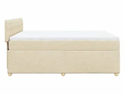 Clicnbuy Cama box spring con colchón tela color 160x200 cm Crema Outlet