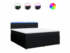 Clicnbuy Cama box spring con colchón tela 180x200 cm Negro