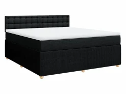 Clicnbuy Cama box spring con colchón tela 180x200 cm Negro