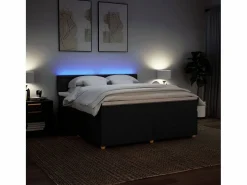 Clicnbuy Cama box spring con colchón tela 180x200 cm Negro