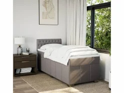 Clicnbuy Cama box spring con colchón tela gris taupe 90x190 cm Topo Clearance