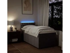 Clicnbuy Cama box spring con colchón tela gris taupe 90x190 cm Topo Clearance