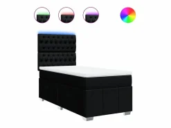 Clicnbuy Cama box spring con colchón tela 90x190 cm Negro