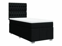 Clicnbuy Cama box spring con colchón tela 90x190 cm Negro