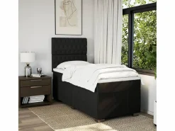 Clicnbuy Cama box spring con colchón tela 90x190 cm Negro