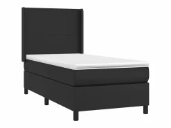 Cama box spring y colchón LED cuero sintético negro 90x190 cm^Clicnbuy Best