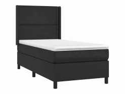 Clicnbuy Somier - 90X190Cm|Cama box spring y colchón LED cuero sintético negro 90x190 cm