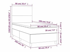 Clicnbuy Somier - 90X190Cm|Cama box spring y colchón LED cuero sintético negro 90x190 cm