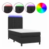 Clicnbuy Cama box spring y colchón LED cuero sintético negro 90x190 cm Outlet
