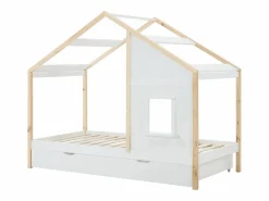 Vente-unique Cama Montessori|Cama Infantil|Cama cabaña 90 x 190 cm con cajón de pino y mdf y natural - RINELYA