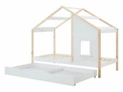 Vente-unique Cama Montessori|Cama Infantil|Cama cabaña 90 x 190 cm con cajón en pino y mdf y natural + colchón - RINELYA