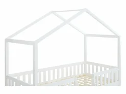 Vente-unique Cama cabaña altura media 90 x 190 cm en pino color + colchón - NALENY Blanco Best