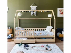 Happy Garden Cama Montessori|Cama cabaña de madera con cajones para niños MARCEAU 190x90cm