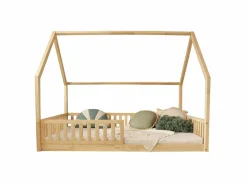 Petits-Meubles Cama Montessori|Cama cabaña 140x200 con barandilla y somier patas de 1 cm Daisy Madera