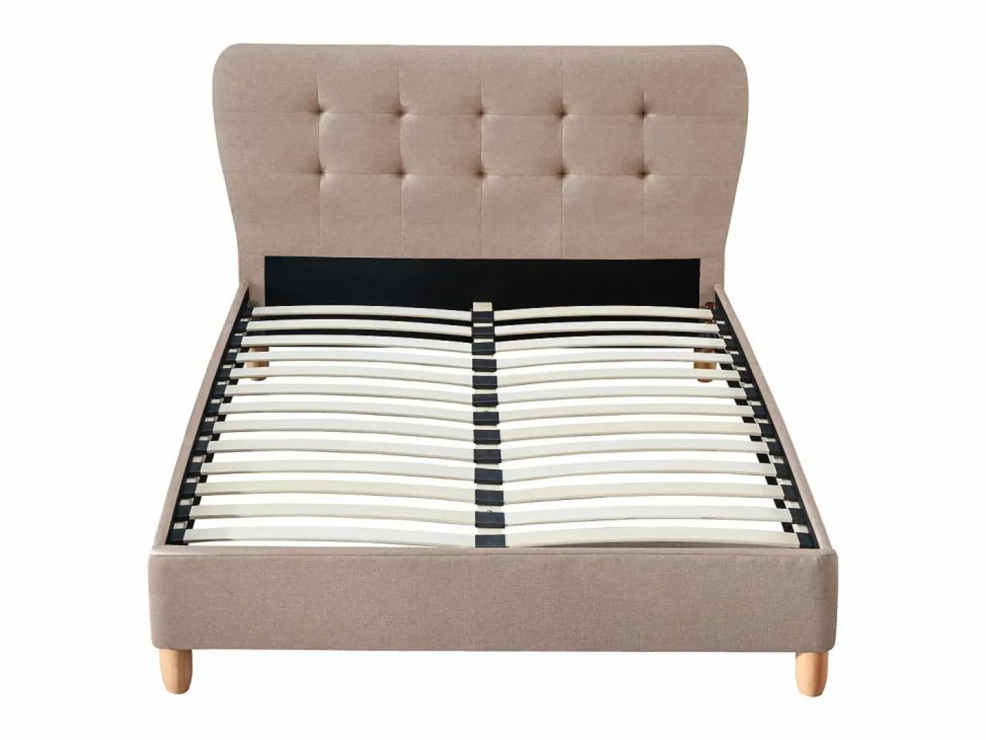 Vente-unique Cama cabecero capitoné Tela beige 140 x 190 cm ELIDE Crema Online