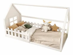Cama cabina 90 x 200 cm, cama infantil con ventana, Madera de pino, Somier de láminas,^Merax New