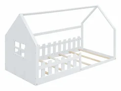 Cama cabina 90 x 200 cm, cama infantil con ventana, Madera de pino, Somier de láminas,^Merax New
