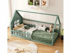 Cama cabina 90 x 200 cm, cama infantil con ventana, Madera de pino, Somier de láminas,^Merax Online