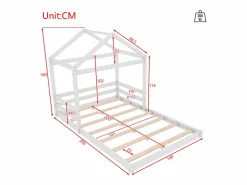 Merax Cama Montessori|Cama cabina 140 x 200 cm con cabecero - pino + MDF - somier - para niños - (sin colchón)