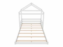 Merax Cama Montessori|Cama cabina 140 x 200 cm con cabecero - pino + MDF - somier - para niños - (sin colchón)