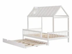Merax Cama Montessori|Cama cabina 120 x 200 cm con cama nido 120 x 190 cm - Madera de pino + MDF -