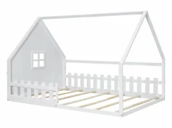 Merax Cama Montessori|Cama cabina 140 x 200 cm con ventana - Madera de pino + MDF - Somier de láminas incluido -