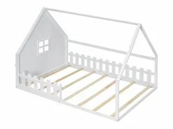 Merax Cama Montessori|Cama cabina 140 x 200 cm con ventana - Madera de pino + MDF - Somier de láminas incluido -