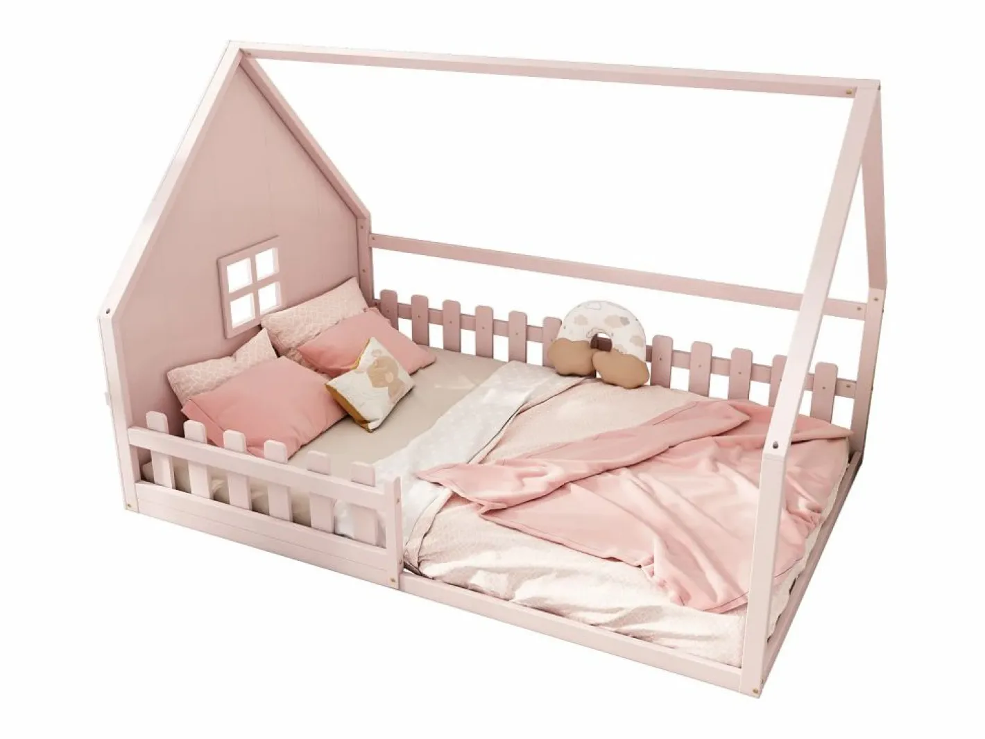Cama cabina 140 x 200 cm con ventana - Madera de pino + MDF - Somier de láminas incluido -^Merax Discount