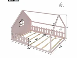 Cama cabina 140 x 200 cm con ventana - Madera de pino + MDF - Somier de láminas incluido -^Merax Discount