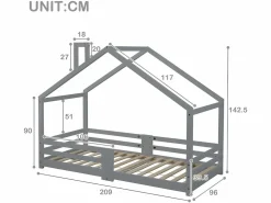 Cama cabina con rejilla protectora - 90x200cm - madera maciza -^ModernLuxe