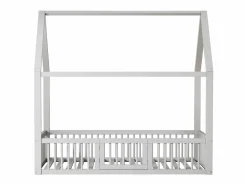 Merax Mueble De Bebé|Cama cabina para niños o bebés - 140 x 200 cm - barreras y puerta - somier incluido - madera blanca