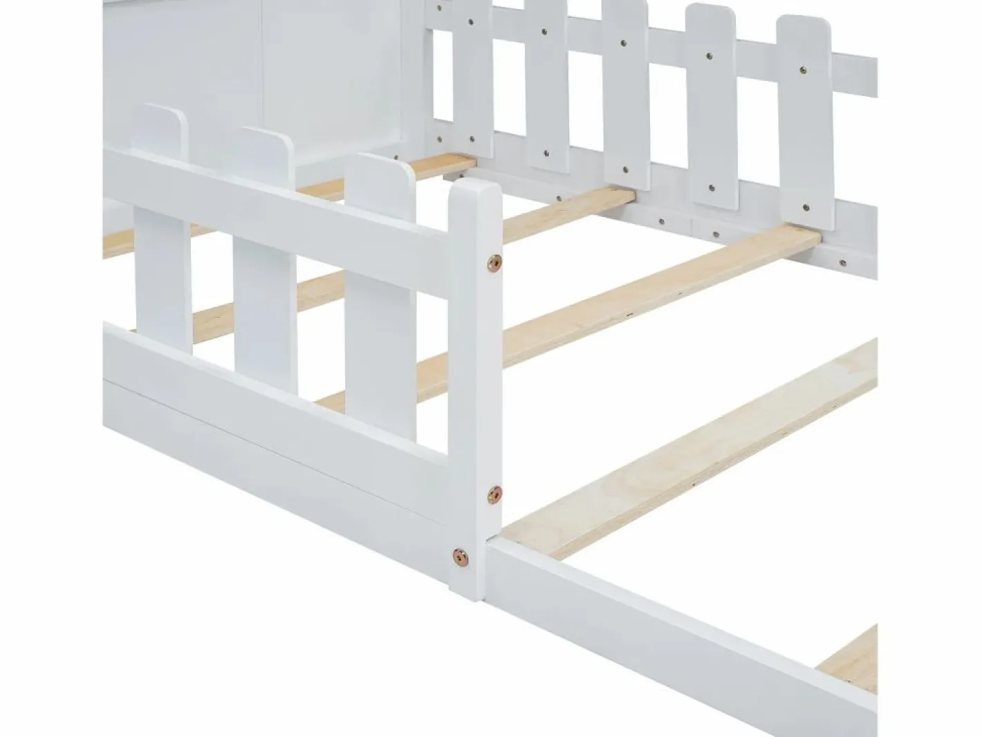 Cama cabina 140x200 cm - Cama infantil con barandillas de seguridad y somier - pino y MDF - Blanco Sale