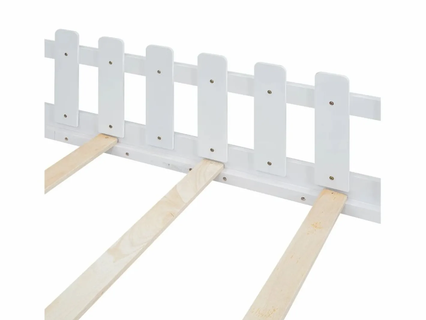 Cama cabina 140x200 cm - Cama infantil con barandillas de seguridad y somier - pino y MDF - Blanco Sale