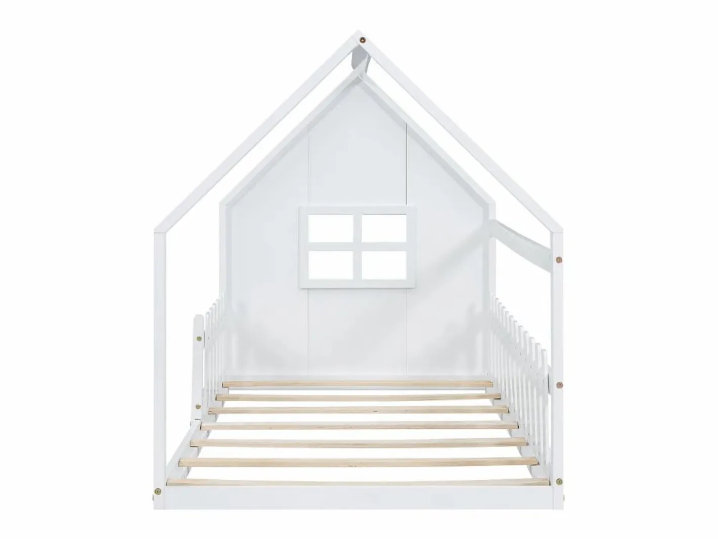 Cama cabina 140x200 cm - Cama infantil con barandillas de seguridad y somier - pino y MDF - Blanco Sale