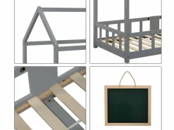 Cama cabina 90x200 cm de madera maciza - con pizarra -^ModernLuxe Discount